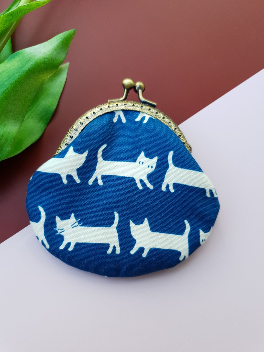 Metal frame coin purse - Neko - Cat - Kisslock pouch / Clasp wallet - 零钱包 - 棉 