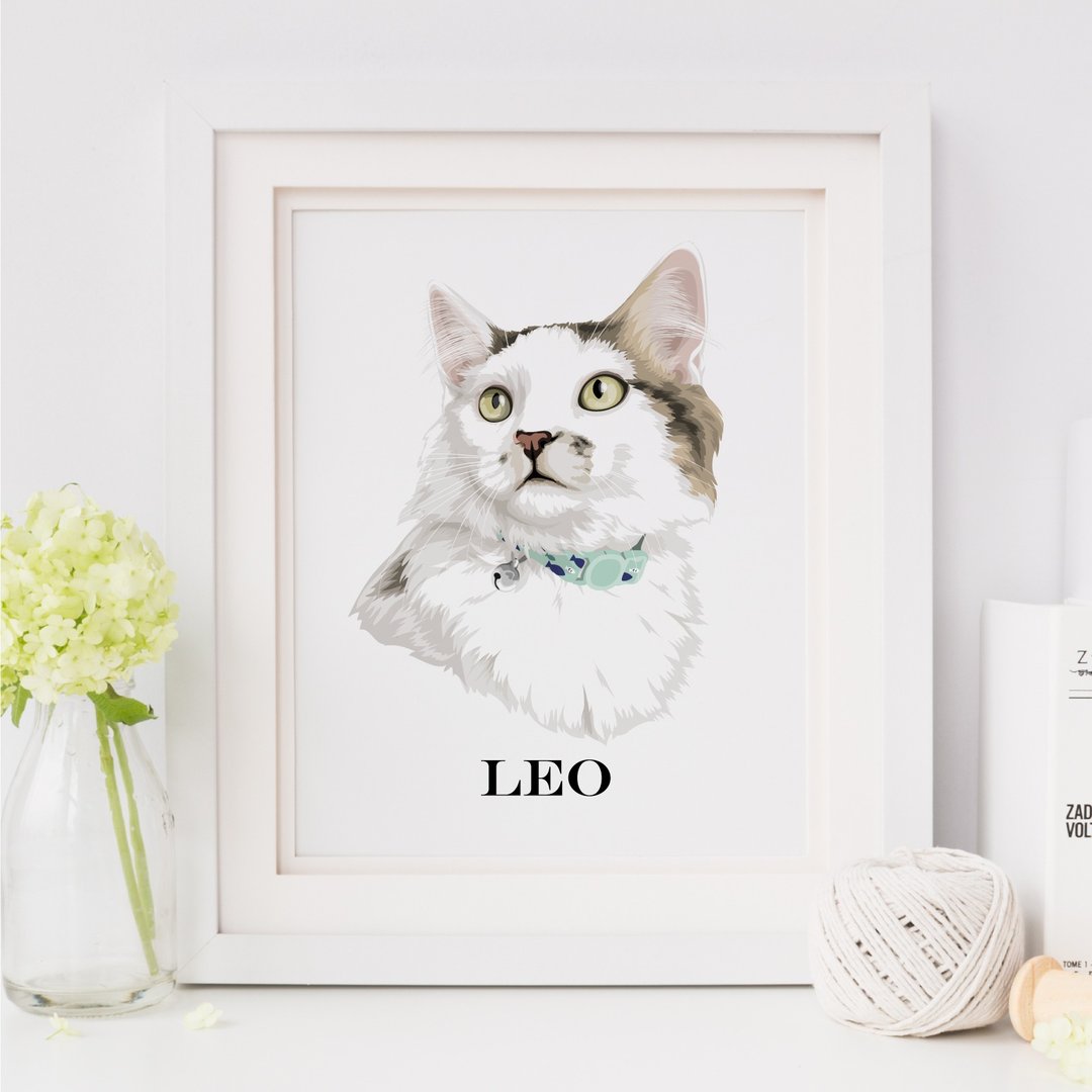 Printable custom cat portrait. Pet portrait from photo. Digital vector drawing. - 电子手绘真人画像/绘画/插画 - 其他材质 