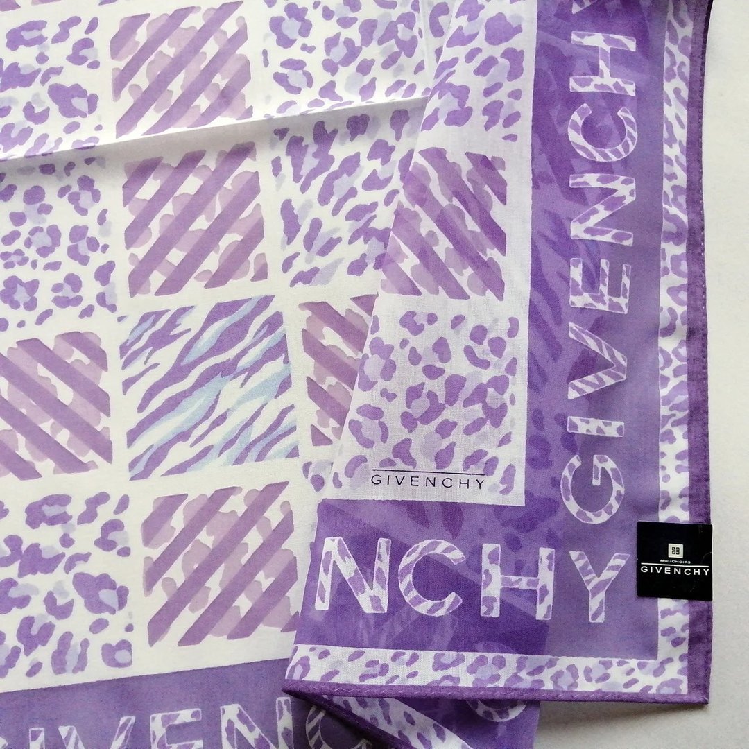 Givenchy Vintage Handkerchief Purple Gift for Mom 21 x 21 inches - 丝巾 - 棉．麻 紫色