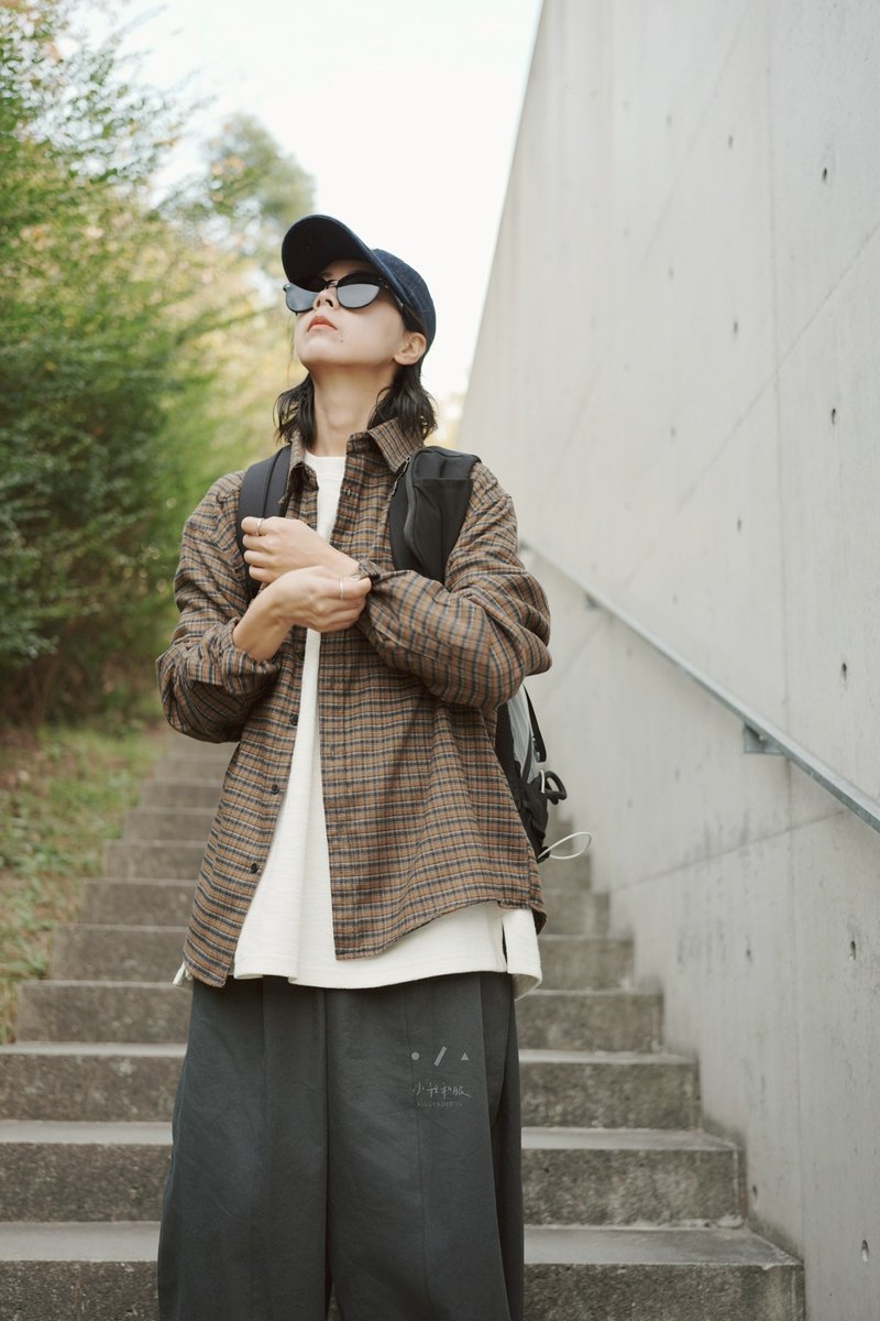 栗岛格子宽松衬衫 - 2色 - 黄格 - 女装衬衫 - 棉．麻 黄色