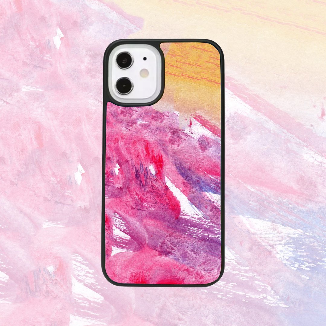 客制手机壳 iPhone 14 13 12 11 Pro手机壳三星 水彩颜料 P91 - 手机壳/手机套 - 塑料 黑色
