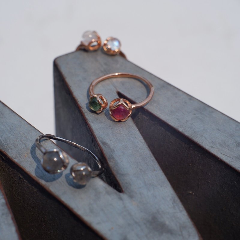 the m twin gemstone ring #minimthem R022 - 戒指 - 纯银 
