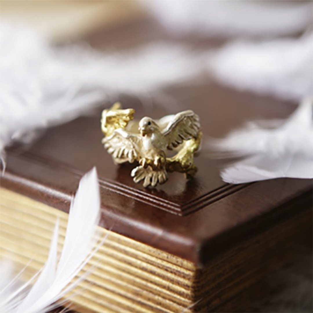Pigeon Ring Pigeon ring / ring RN017 - 戒指 - 其他金属 金色