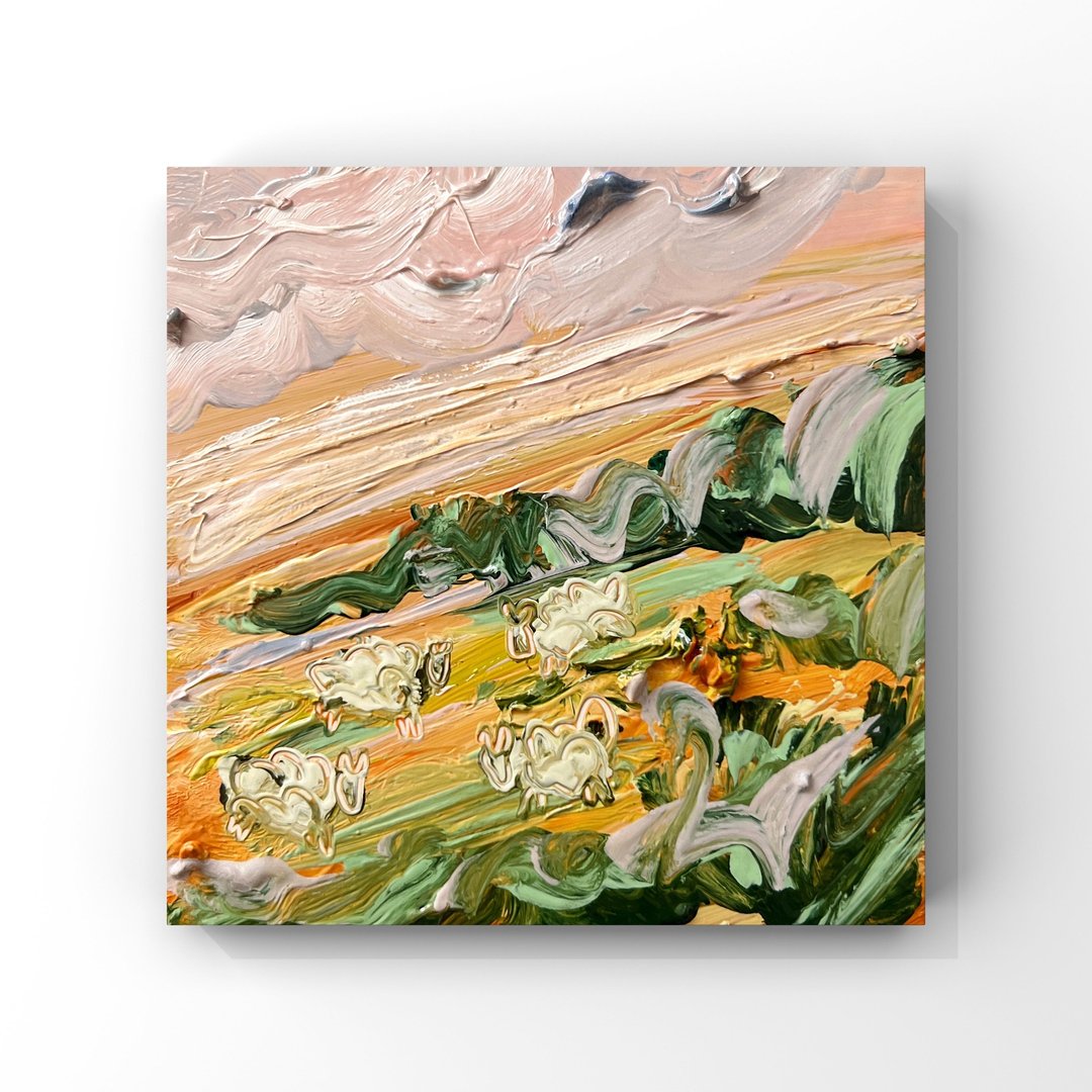日落托斯卡纳风景原画意大利自然绵羊放牧艺术品 - 海报/装饰画/版画 - 其他材质 多色