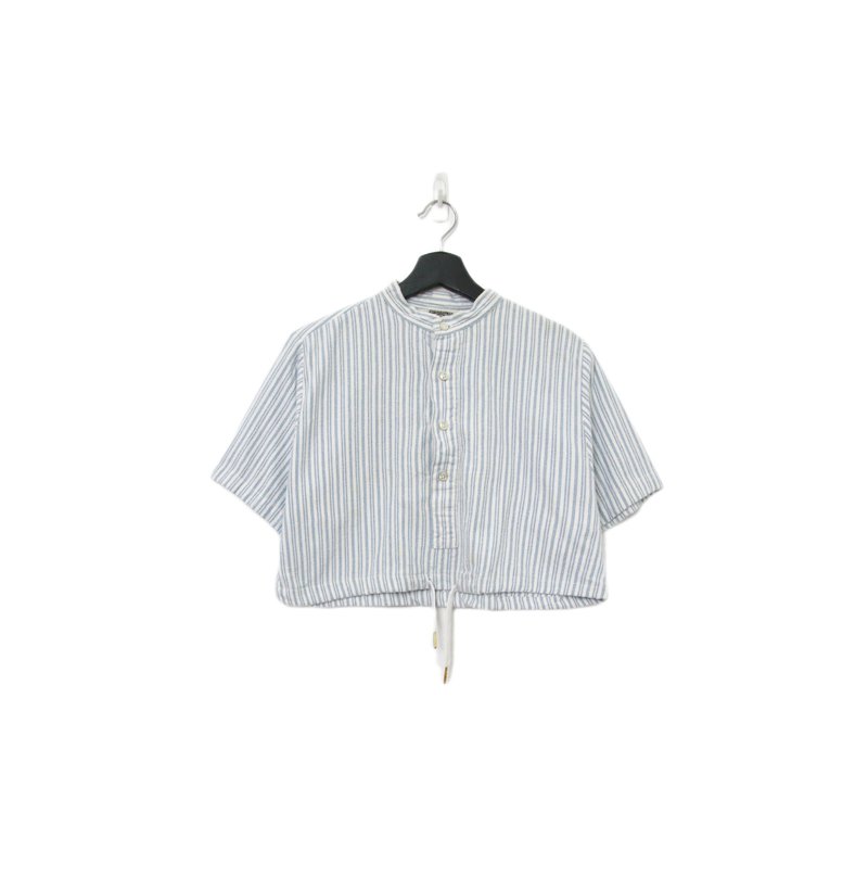 Back to Green-再制短板条纹衬衫 蓝白纹 dv-39//vintage shirt - 女装衬衫 - 棉 