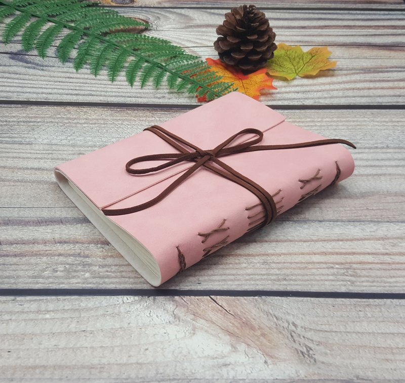 手工麂皮笔记本 (Journal) 蜜桃色 - 笔记本/手帐 - 环保材料 