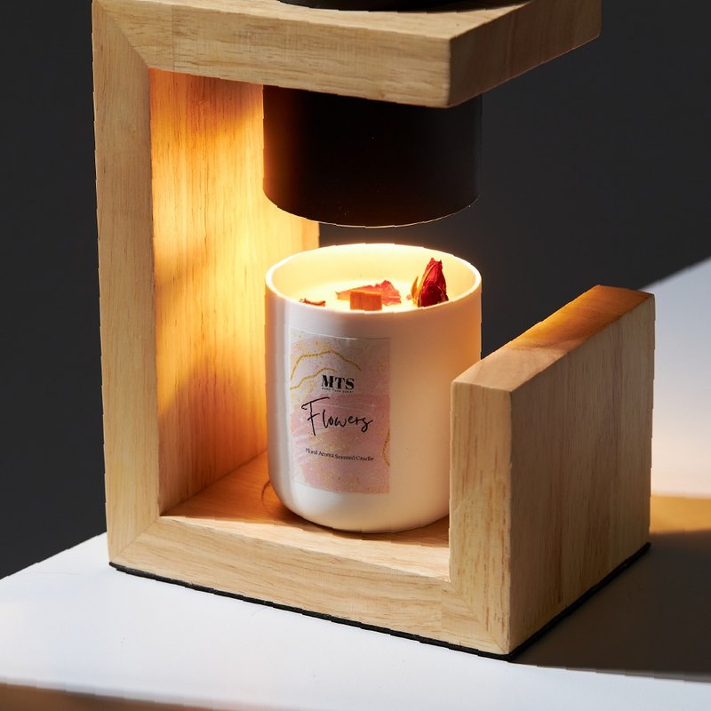 玫瑰香氛蜡烛 圣诞礼物 天然大豆蜡 天然精油 融蜡灯 - 蜡烛/烛台 - 陶 白色