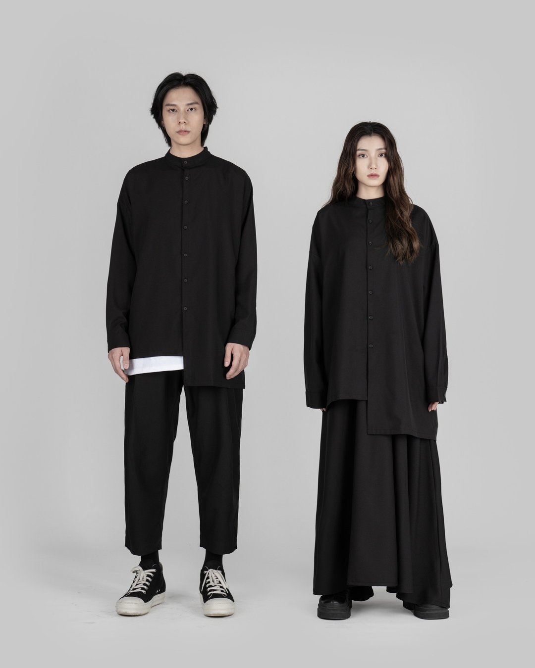 MUKK DESIGN 不规则切口衬衫 - 男装衬衫 - 聚酯纤维 黑色