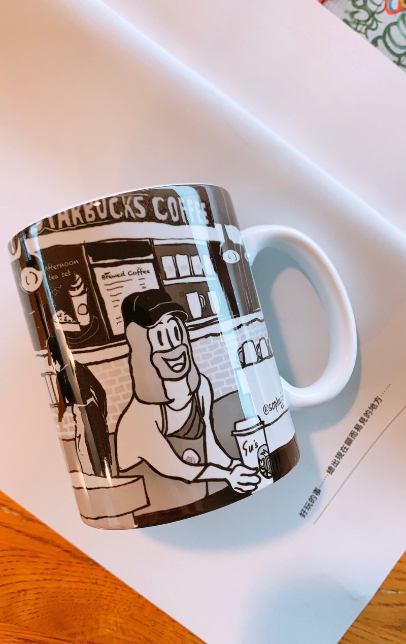 星巴克 Starbucks马克杯 手绘插画风格 原创 Q版 咖啡杯 - 咖啡杯/马克杯 - 陶 