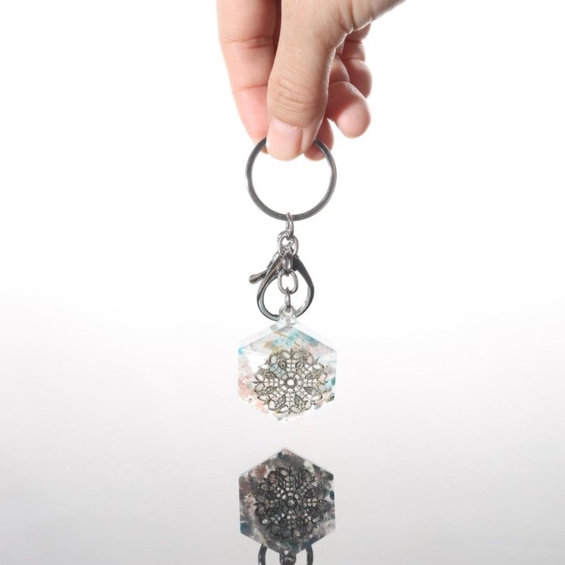 【定制化礼物】海洋之花钥匙圈 /可改项链-直觉与情绪纾缓 - 钥匙链/钥匙包 - 半宝石 蓝色