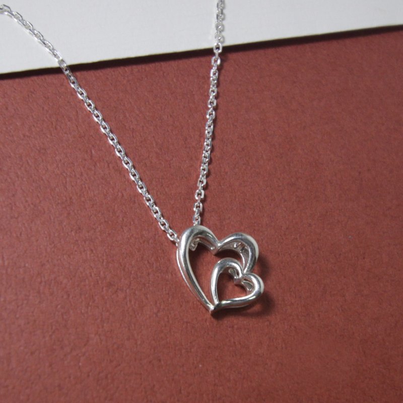 心心系列--心连心纯银颈链 - 项链 - 纯银 银色