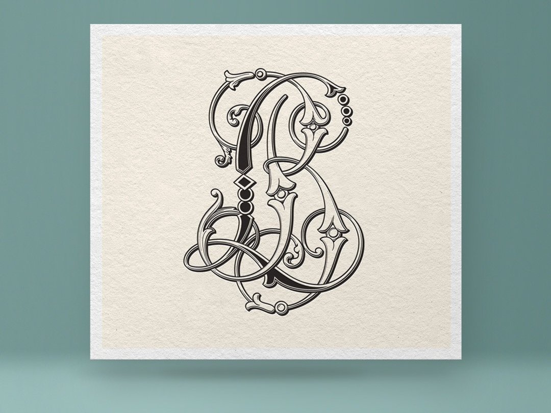 Vintage Monogram BL - LB | Wedding Monogram | Digital | Initials | Vector - Logo 设计/图案设计 - 其他材质 