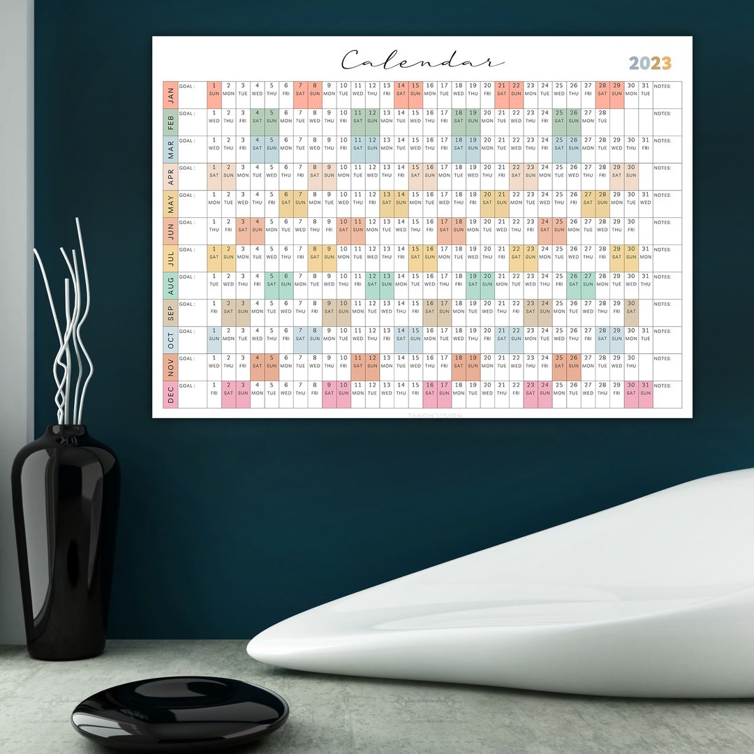 2023 Wall Calendar, Large Calendar, Desk Calendar, Yearly Calendar. Printable - 电脑手机桌布/贴图/App 图示 - 其他材质 
