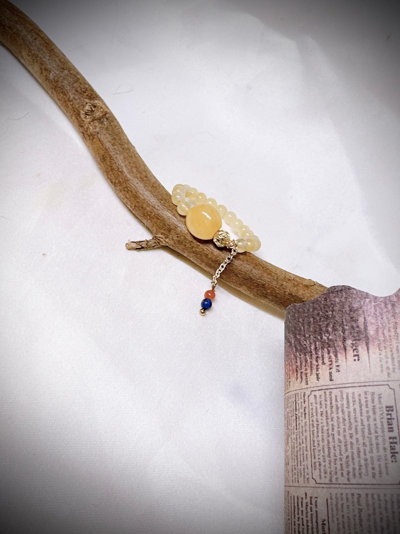 C&W 天然手工精选牛油黄蜜蜡琥珀精致戒指戒环 - 戒指 - 玉石 金色