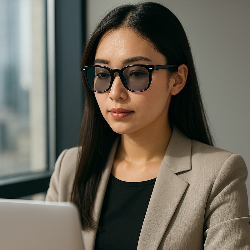 轻变色滤蓝光眼镜 UV400 抗蓝光护眼 高透光舒适 - 眼镜/眼镜框 - 塑料 黑色