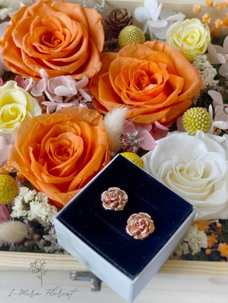 【圣诞礼物】【毕业礼物】--玫瑰系列--铜镀玫瑰金耳环/耳夹 - 耳环/耳夹 - 铜/黄铜 金色