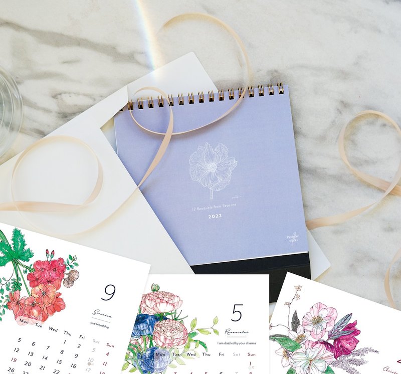 Botanical Calendar 2022| 12 Bouquets from Seasons - 其他 - 纸 白色