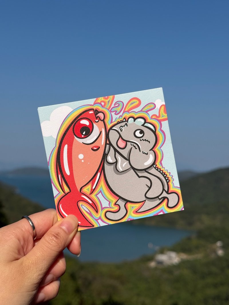 FATGUYS Friends 大眼鸡与犀利哥明信片 - 卡片/明信片 - 纸 多色