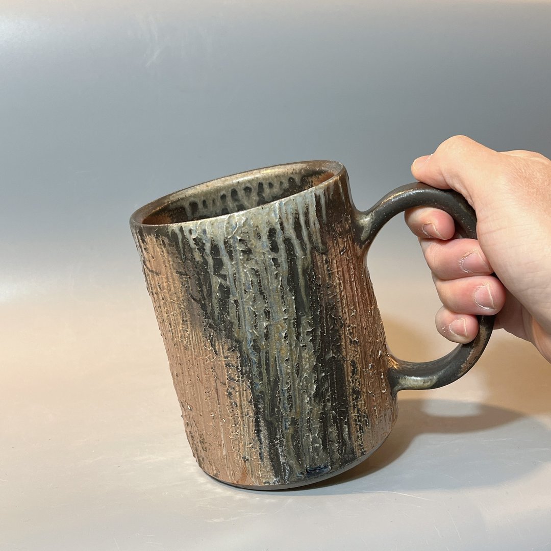 柴烧 600cc 金彩木纹马克杯 / 啤酒杯 / 小平凡手作 - 茶具/茶杯 - 陶 