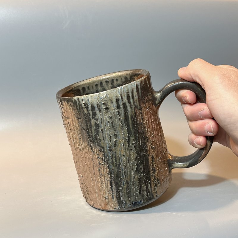 柴烧 600cc 金彩木纹马克杯 / 啤酒杯 / 小平凡手作 - 茶具/茶杯 - 陶 