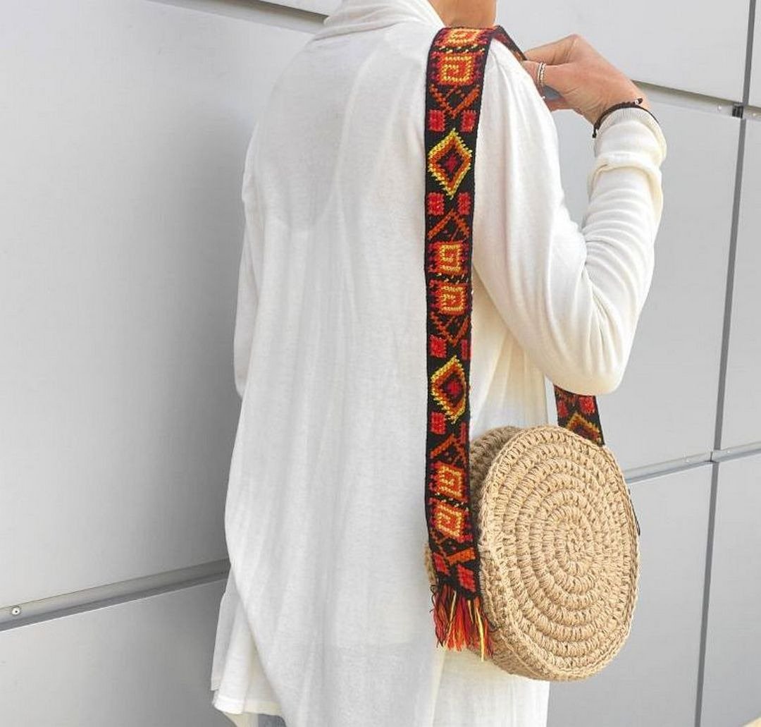 Basket bag Crochet jute hemp small round tote purse with inside pocket - 手提包/手提袋 - 棉 卡其色