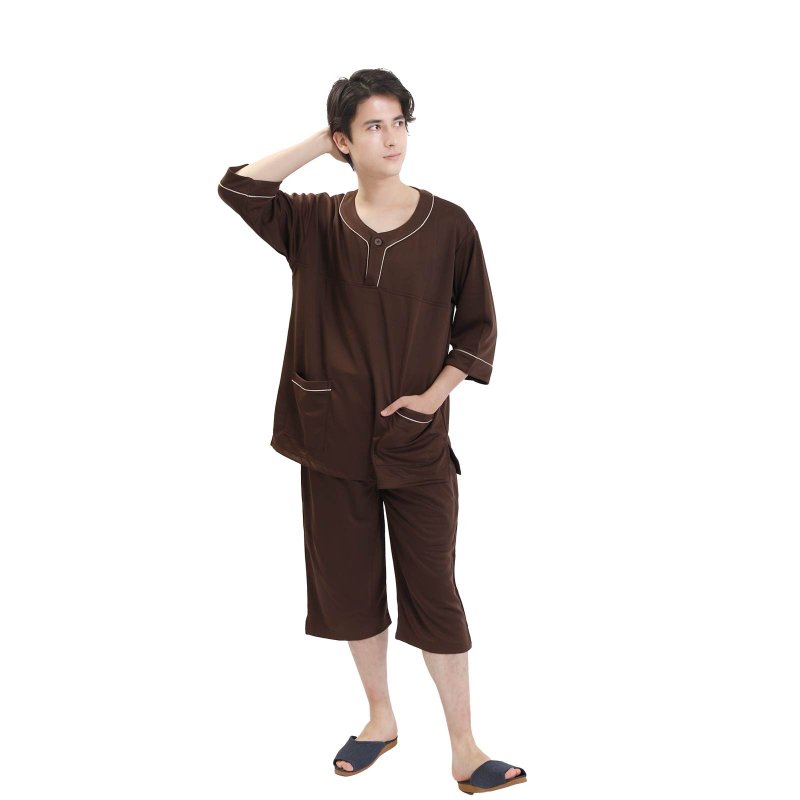 室内服 居家服 男女兼用 (Unisex) M L 2L 亚麻 浴袍式家居服 桑拿 温泉 室内服 饭店 旅馆 激光浴 SPA - 居家服/睡衣 - 聚酯纤维 咖啡色