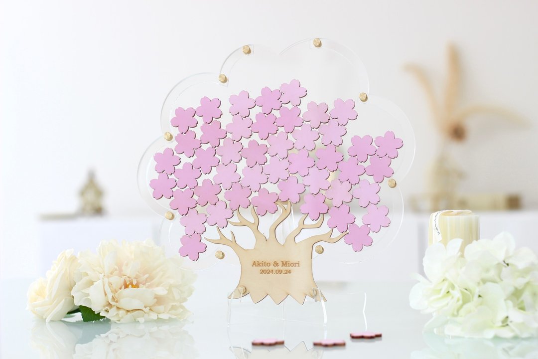 大树婚礼签名框【Medium】结婚证书 宾客参与型 适用 20-50 人 - 婚礼誓言书 - 木头 卡其色