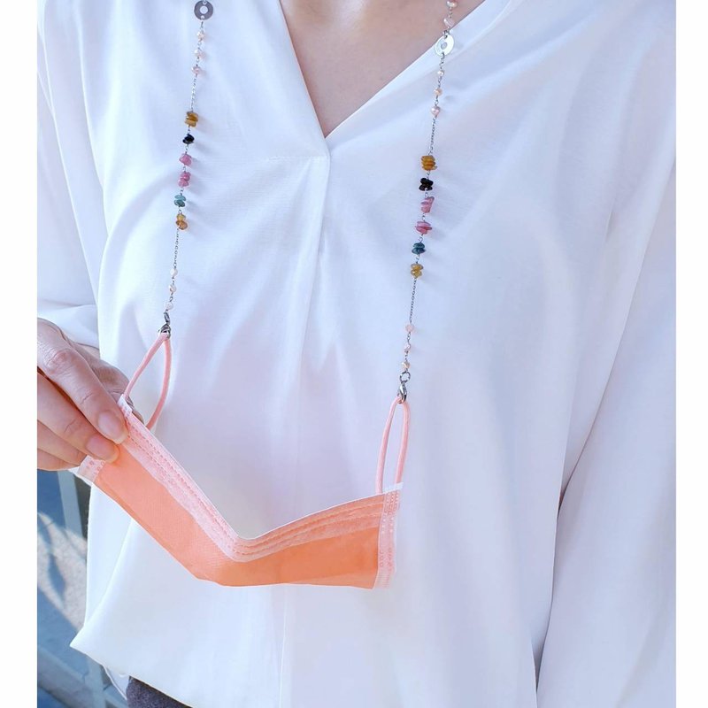 母亲节礼盒│防疫最佳礼物口罩眼镜链系列│碧玺多功能口罩链眼镜 - 长链 - 不锈钢 多色