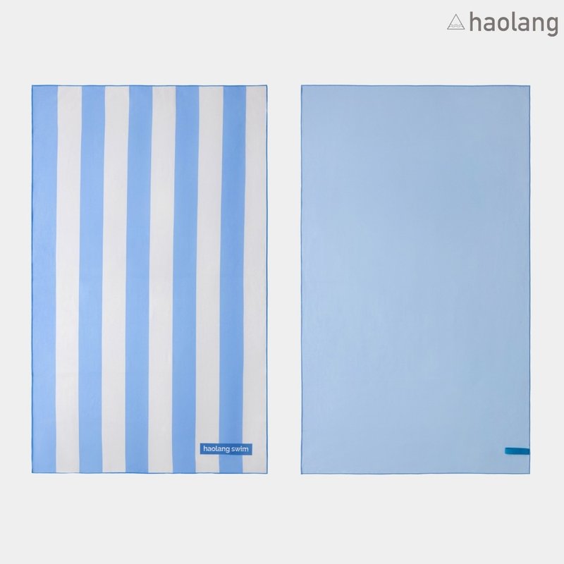 Haolang 蓝条纹超吸水运动浴巾(纤维毛)/快干浴巾 - 运动配件 - 聚酯纤维 