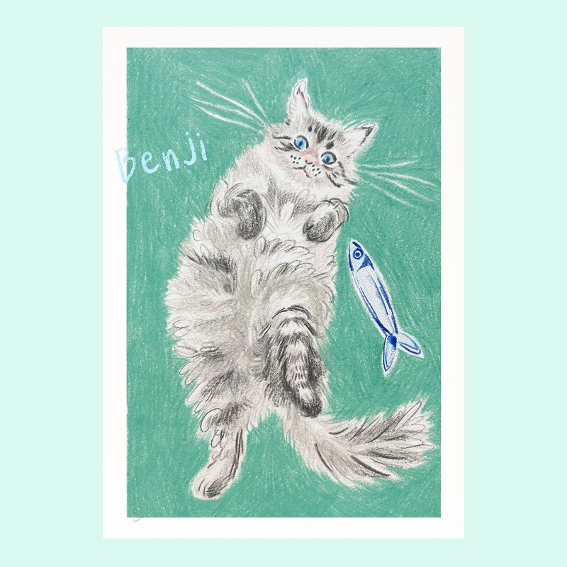 定制宠物似颜绘 | 宠物插画 | 纯宠物手绘插画 | 完整背景 - 订制画像 - 纸 
