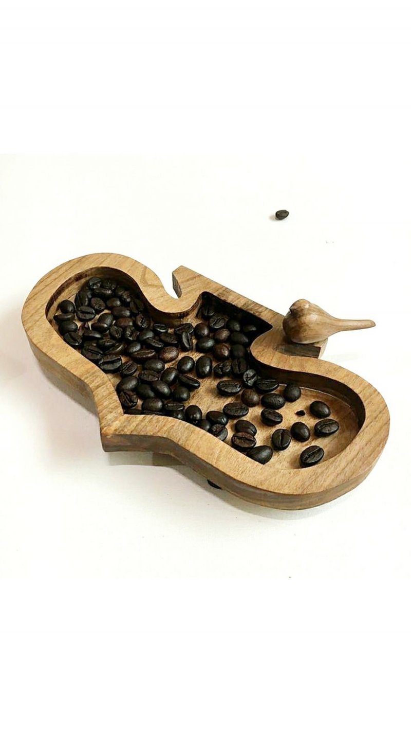 木碗，配有木制手工雕刻的雀，为您提供礼物 - 碗 - 木头 