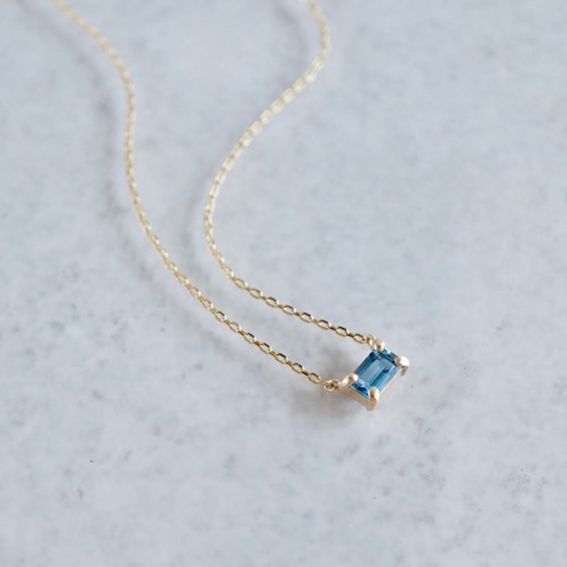 Aquamarine octagon necklace [P086K10YG(AQ)] - 项链 - 宝石 