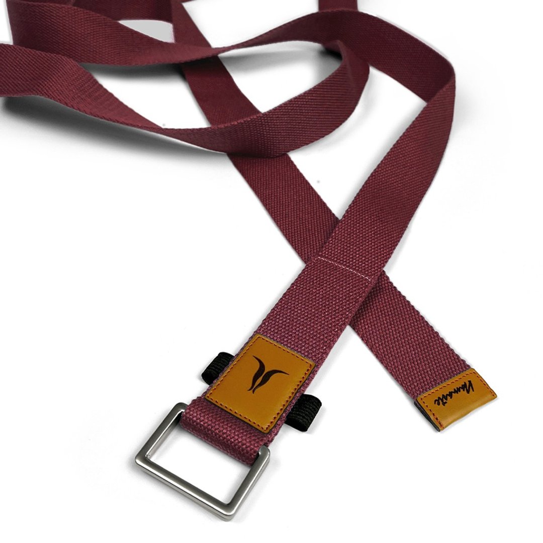 【NAMASTE】Yoga Strap 瑜珈绳240cm(宽4cm) - 酒红 - 运动/健身用品 - 棉 红色