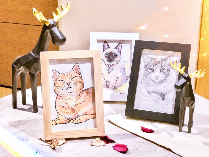 定制化插画水彩肖像 + 简约实木框 | 订制 水彩 插画 手绘 似颜绘 - 订制画像 - 纸 