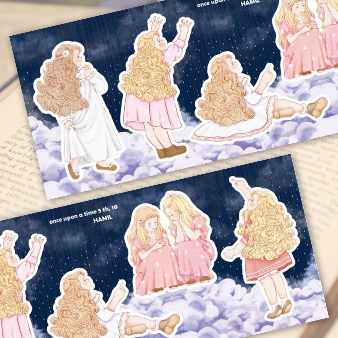 Once upon a time 5 ver10 (hamil) 复古女孩人物贴纸 - 贴纸 - 纸 多色