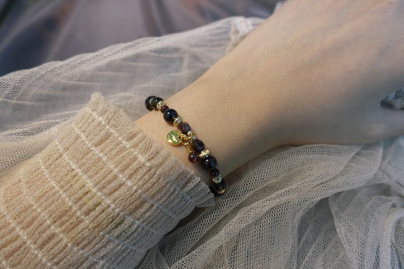 安定治愈石榴茶水晶手链原矿设计 / 伊莉莎白的守护 -石榴石-茶水 - 手链/手环 - 水晶 红色