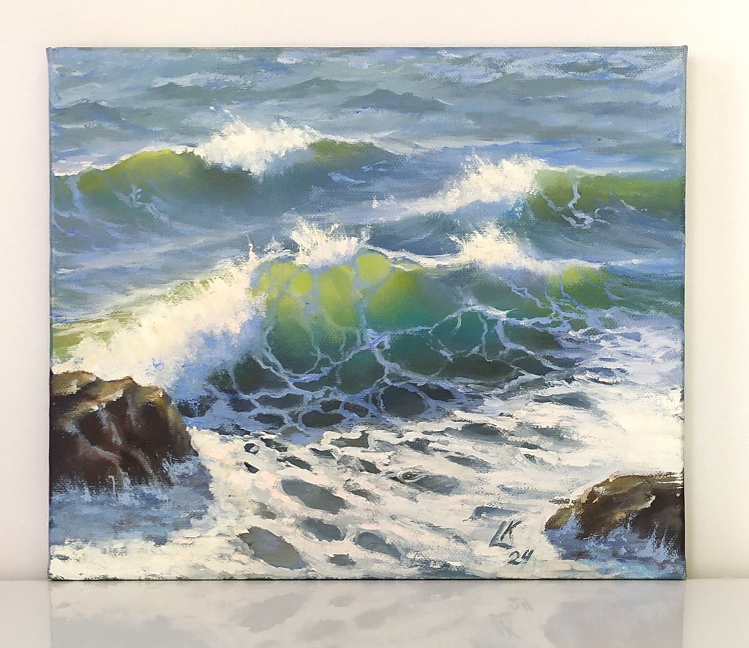 海风暴布面油画海洋墙装饰海景艺术波浪墙艺术 - 海报/装饰画/版画 - 棉 