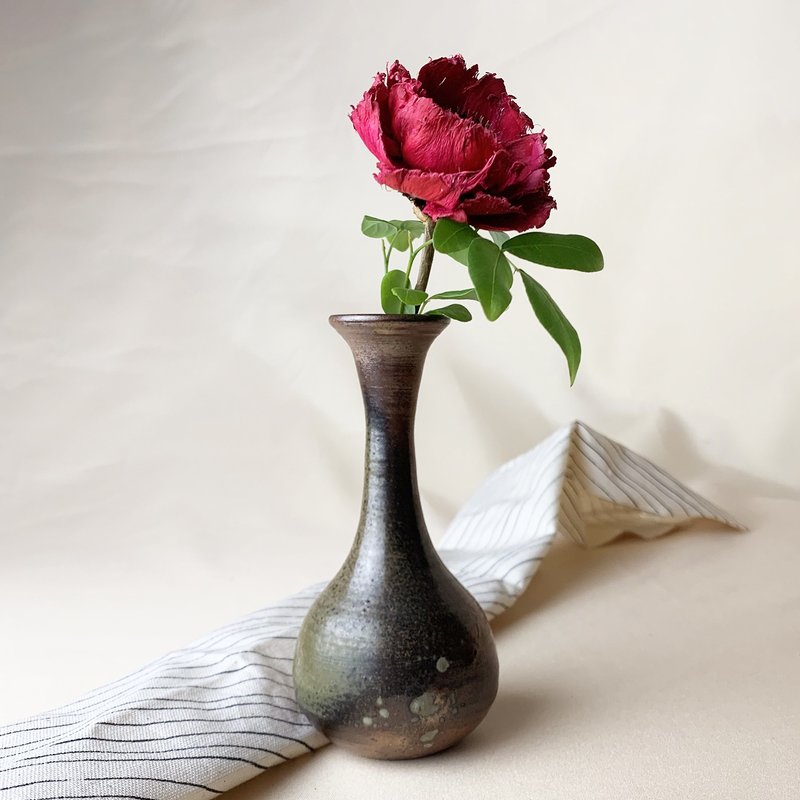 长细颈瓶 新彩烧 柴烧陶艺 手作作品 盆器 |陈威恩作品 - 植栽/盆栽 - 陶 灰色