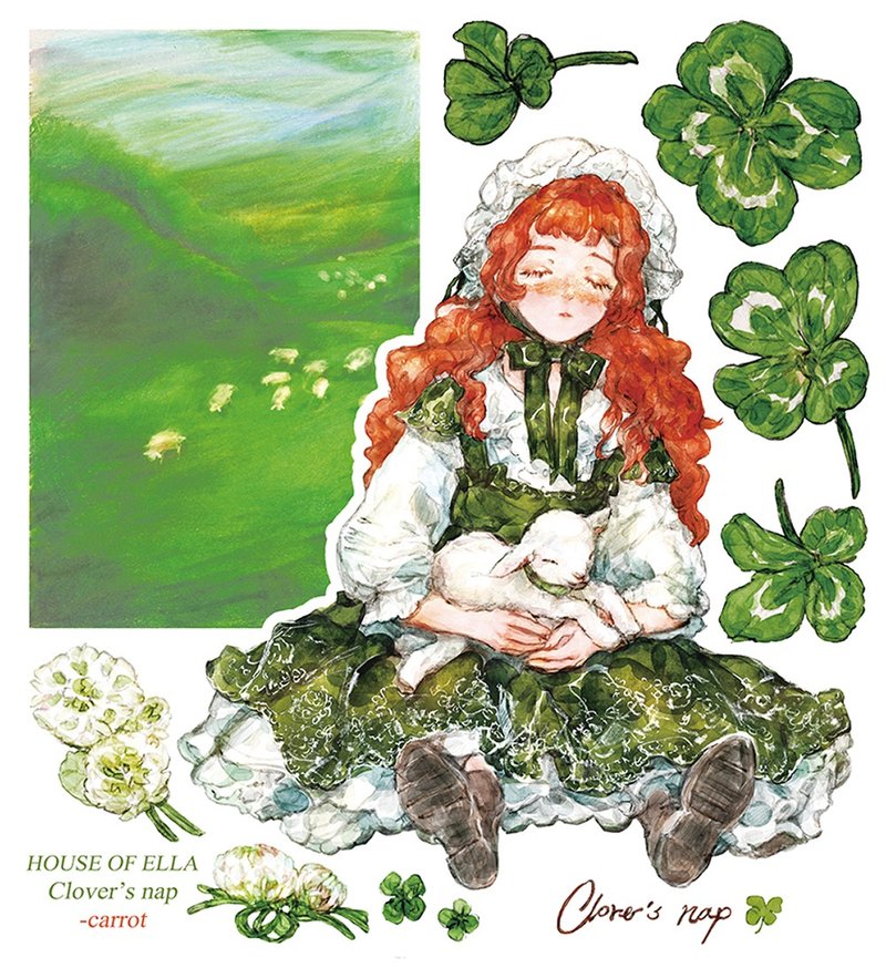Clover's Nap Recolor 女孩 INS 纸质贴纸拼贴素材 - 贴纸 - 纸 