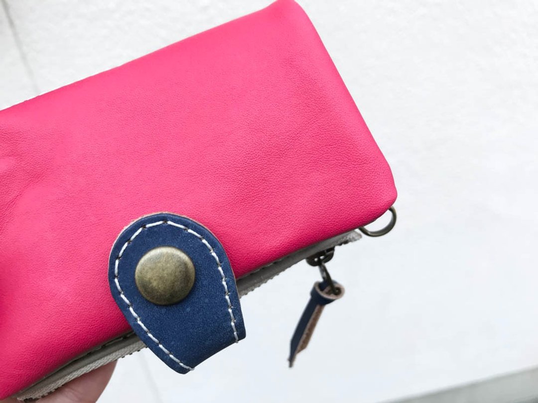 POCKET Adult-like Kimeru Tricolor Pocket Plump Key Case PPK-RHN-W for coin purses - 钥匙链/钥匙包 - 真皮 红色