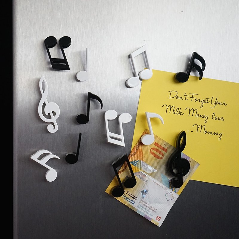 QUALY 音符磁铁(6入) - 冰箱贴/磁贴 - 塑料 黑色