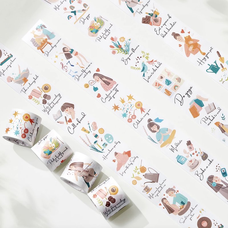 元气满满 和纸胶带 模切 5米卷 4卷套装 - 纸胶带 - 纸 多色