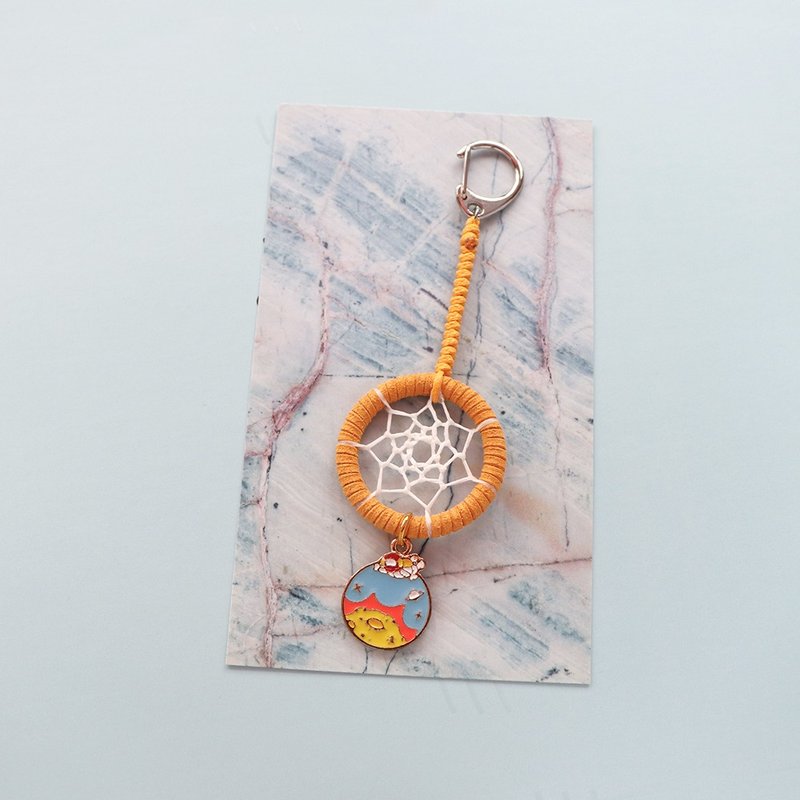 【限量】小宇宙丨礼物 Handmade 手作 捕梦网 包包吊饰-星空橘 - 吊饰 - 其他材质 橘色