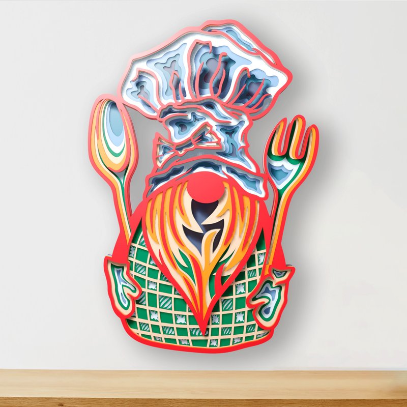矢量文件 侏儒厨师 3D 分层设计 SVG  切割文件用于 Cricut 激光C - 图文模板设计 - 其他材质 
