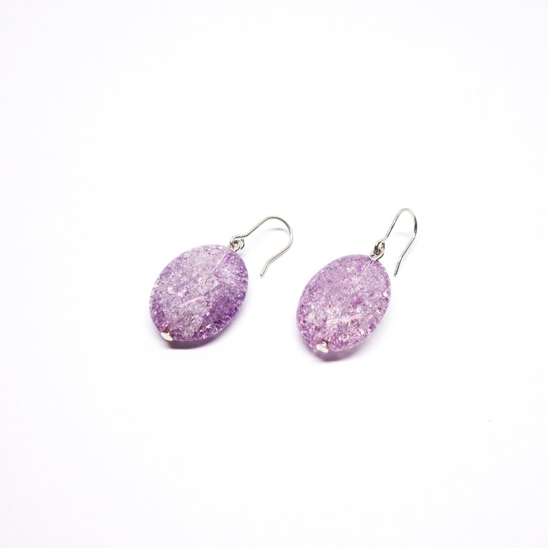 Purple crysta earrings SV925 【Pio by Parakee】紫色水晶耳環 - 耳环/耳夹 - 宝石 紫色