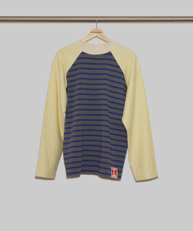 MULTICOLOR STRIPED LONG SLEEVE T-SHIRTS-GRAY - 中性连帽卫衣/T 恤 - 棉．麻 多色