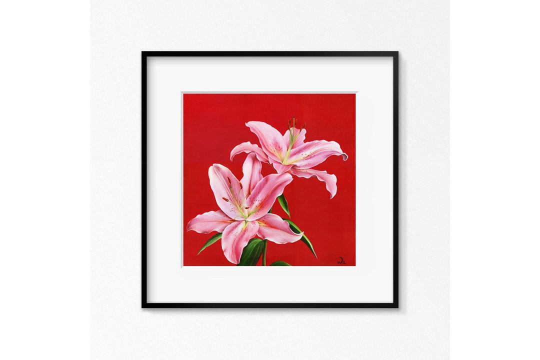 【粉红百合】 限量复制画 | 百年好合花卉挂画 | 餐厅卧房装饰画 - 海报/装饰画/版画 - 纸 