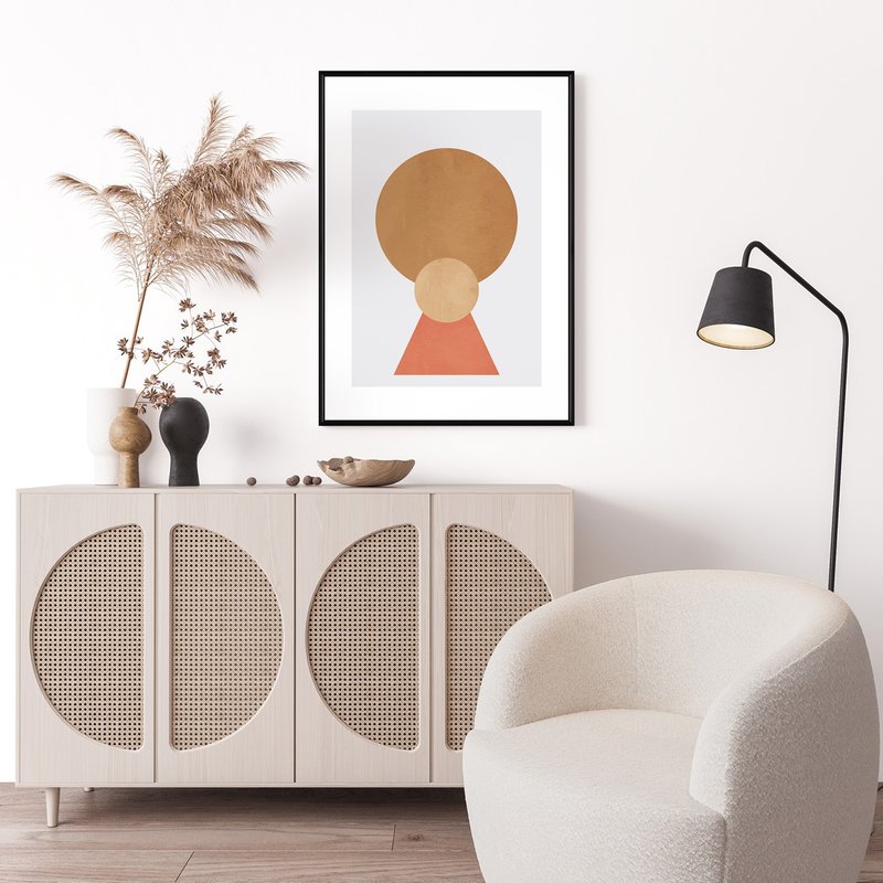 圆三角 • 棕大圆 - 文青简约摆设/几何挂画/圆/北欧风/室内摆设 - 海报/装饰画/版画 - 棉．麻 多色