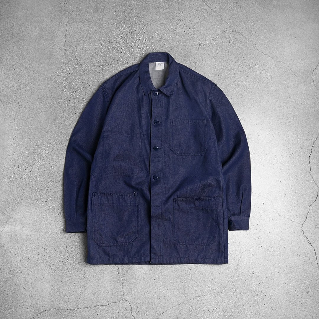欧洲蓝染工装外套 / Vintage古着 - 男装衬衫 - 其他材质 蓝色