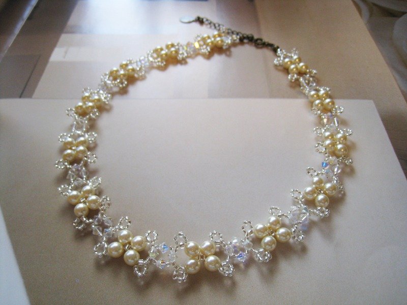 Silky Pearl & Swarovski Crystal Choker＜SMC:Cream＞Bridal* - 项链 - 其他材质 白色